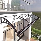 Fensterüberdachung für den Außenbereich, Markise, Regenschutz mit Sonnenschutz, Polycarbonat-Abdeckung, schwarze Aluminiumhalterung, Terrasse, Veranda, Markise (60 x 360 cm)