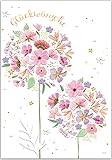 Geprägte Karte mit Umschlag - hochwertiges Papier und wunderschöne Motive für jeden Anlass wie Geburt, Kommunion, Geburtstag und Weihnachten (Glückwünsche - rosa Blumen)