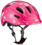 ABUS Kinderhelm Smiley 2.0 - Robuster Fahrradhelm für Mädchen und Jungs - Pink mit Schmetterlingsmuster, Größe M