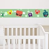 malango® Kinderbordüre Kleine Monster 3-teilig Kinderwelt Kinderzimmer Wanddekoration Kind Mädchen Junge Wanddesign Bordüre ca. 450 x 13 cm