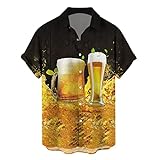 Mens Summer Fashion Digital 3D gedruckte Knöpfe Kurzarmhemden und Tops Bierfest Kurz Hemd Herren