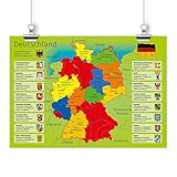 nikima - Kinder Lernposter Deutschland mit Bundesländern - Plakat für Kindergarten Schule Schulanfang Schuleintritt Einschulung Kinderzimmer Deutschlandkarte - Größe DIN A3-420 x 297