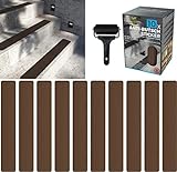 cocofy Anti-Rutsch Sticker für Treppen außen und innen | 10x Streifen (61x10 cm) braun | Starker Halt Dank Spezial-Outdoor-Oberfläche | Rutsch-Schutz für Treppenstufen | mit Montageroller