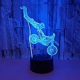 3D-Illusionslampe Led-Nachtlicht Für Kinder Motocross Lampe Usb Fahrrad Nachttischlampe 7 Farben Ändern Geschenk Junge Mädchen Geburtstag Urlaub Weihnachten Schlafzimmer Dekorationen