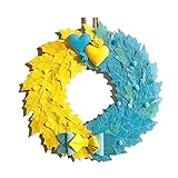 Coboca Ukraine Flag Wreath Support Ukraine 12'' Floral Hoop Peace Form Durable and Stable Beautiful Artificial and Summer Wreath for Front Door or Spring Decorations for Home (Size : 12 * 12 inch)