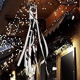 EVANEM Halloween-Windsack-Flagge mit LED-Lichtern für Hof, Eishockey-Muster, hängende Dekoration, Windsocken für Veranda, Terrasse, Rasen, Garten, Baum, Party-Dekoration, 150 cm