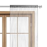Fadenvorhang Türvorhang Fäden 90x245 cm grau - Stangendurchzug oekoTex kürzbar waschbar Uni einfarbig in vielen bunten Farben