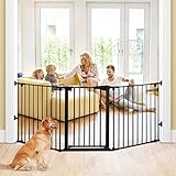 Treppenschutzgitter 84- 203 cm Türschutzgitter ausziehbar für Kinder Order Hund Türgitter zum Klemmen, 90° Stop, selbstschließend, Metall Gitter, schwarz