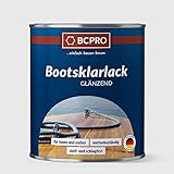 BCPRO Bootsklarlack, farblos PU-verstärkt, glänzender Klarlack, 10L, Holzlack, Bootslack, Bootsfarbe, für Boot Parkett Treppen Theken Gartenmöbel, wasserfest, hochelastisch, extrem belastbar