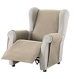 Textilhome - Sesselschoner Sofaüberwurf Adele, 1 Sitzer / Relax - Reversibel gepolsterter Sofaschutz. Farbe Beige