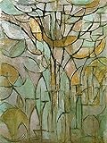 LueLue Bäume Piet Mondrian 40x30 Leinwandbild auf Keilrahmen robuster Canvas-Stoff 300 g/m2 brillante Farben