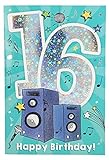 Depesche 5698.026 Glückwunsch-Karte mit Musik zum 16. Geburtstag, originelle Geburtstagskarte mit passendem Spruch und Innentext, inkl. Umschlag, 17,5 x 12 cm