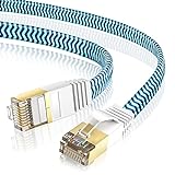 LAN Kabel 3M CAT 7 Ethernet Kabel Gigabit Netzwerkkabel 10000Mbits Nylon geflochtener Vergoldeter Patchkabel Flaches FTP RJ45 Internet Kabel kompatibel mit Laptop, Router, Modem, Switch, PS5/4/3