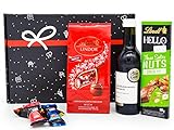 Geschenkset Wein & Schokolade | Geschenkkorb mit Lindt Pralinen & Rotwein | Edler Präsentkorb als Dankeschön, Glückwunsch