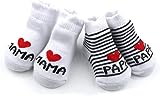 Distinct® Baby Baumwollsocken Süße Socken Ich Liebe Mama + Ich Liebe Papa Neugeborenes Kleinkind Jungen Mädchen Cotton kleine Söckchen (2 Paar)