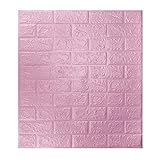 10 Stück 3D Wandpaneele Selbstklebend Tapete Ziegel, 77 x 70 cm Steinoptik Tapete Wasserdicht Wandaufkleber, Pink Wandtapete Schaumstoff für Wanddekoration