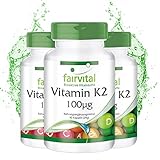 Vitamin K2 MK-7 100µg - HOCHDOSIERT - Menaquinon MK-7 - natürlich & fermentiert aus Natto - VEGAN - 270 Kapseln (90x3)