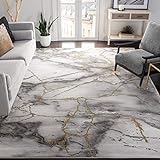 Safavieh Craft Collection CFT877F Modern Abstract Non-Shedding Stain Resistant Living Room Bedroom Area Rug, 10' x 10' Square, Grey / Gold