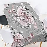 Morbuy Tischdecken Rechteckig, 3D Blumen Drucken Tischdecke Quadratisch Wasserdicht Lotuseffekt Abwischbar Tischtuch für Küche Garten Outdoor Dekoration (Pinke Blumen,140x140cm)