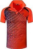 jeansian Herren Summer Sportswear Wicking Breathable Short Sleeve Quick Dry Polo T-Shirts Tops LSL243 Orange S