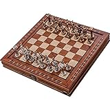 DSJ Internationaler Schachquadrat Nature Ebony Farbschach -Set/Metallmuster 35 X35X5 Cminnternational Schachstücke