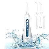 Munddusche Elektrisch für Zahnreinigung - Professional IPX7 Wasserdichter Zahnzwischenraumreiniger, mit 5 Verschiedene Funktionsdüsen und 4 Modi (Normal/Soft/Pulse/Custom-Modus)