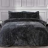 Sleepdown Luxus-Bettwäsche-Set aus Kunstfell, langflorig, sehr weich, pflegeleicht, mit Kissenbezügen, King-Size-Bett (220 x 230 cm)