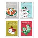 Positively Green Weihnachtskarten, 4 Stück, vier verschiedene Weihnachtskarten-Designs mit Umschlägen.