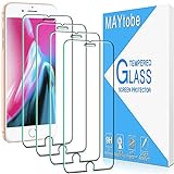 [4 Stück] MAYtobe Schutzfolie für iPhone 8 Plus, 7 Plus, 6S Plus, 6 Plus Schutzglas, 9H Härte, blasenfrei, Ultra HD transparent Hartglas