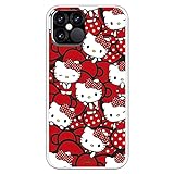 Hello Kitty Handyhülle für Apple iPhone 12 - Pro Hello Kitty rote Schleifen und Maulwürfe, offizielles Produkt, schönes Silikon-Gel, flexibel