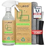 500ml Bildschirmreinigungsspray + 3X Mikrofasertuch: 40x40cm, 30x30cm, | Reinigungsflüssigkeit | Für Smartphone, Laptop, Tablet, TV, LCD/TFT, LED, OLED, Monitore, Uhren | Kein V