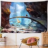 Sci-Fi-Ölgemälde-Wandteppich, Wandbehang, böhmische Cartoon-Kunst, Raumdekoration, Decke, hängendes Tuch, A14, 180 x 200 cm