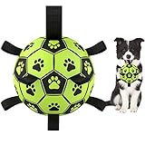 LOTUSWILD Hundeball Interaktives, Hundespielzeug Ball mit Greif-Bänder Haustierspielzeug Hundefußball Trainingsball Hundebälle mit Pumpe für kleine Hunde und mittelgroße Rassen (Grün)