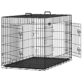 FEANDREA Hundekäfig, klappbar, Länge 122 cm, 2 Türen, XXL, schwarz PPD48H