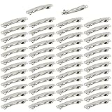 Cinaci 50 Stück 8cm Silber Leere Metall Haarspangen Französische Haarspangen Plain DIY Bastelbasis Snap Haarspangen Haarnadeln Zubehör Bulk für Frauen Mädchen Dickes H