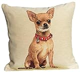 Amber Textile Gobelin-Wurfkissenbezug mit gewebtem Hundebild - 45 x 45 cm dekorative Kissenhülle mit verstecktem Reißverschluss für Inneneinrichtung, Couch, Sofa