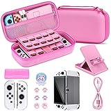 Younik Switch OLED Accessory Bundle, 16 in 1 Switch Accessory Kit Includes Switch OLED Carry Case, Protective Case for Console & J-Con, Screen Protector, Adjustable Stand, Switch Game Case and More