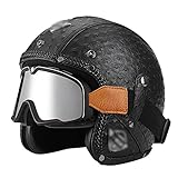 Robuster 3/4-Helm Mit Großer Rahmenbrille Motorradhelm Kompakter Leichter Helm Schnellverschluss-Helm Für Erwachsene Männer Und Frauen – DOT/ECE-Zertifiziert 6,L(59-60CM)