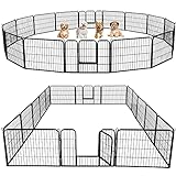 Yaheetech 16-teilig Welpenlaufstall Freigehege mit 2 Türen, Welpenzaun für Hunde je Panel 80 x 60 cm
