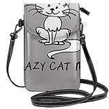 Crazy Cat Man Leichte Kleine Crossbody-Taschen Handytasche Geldbörse für Frauen Mädchen mit praktischem Tragen