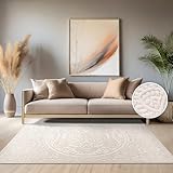 Paco Home Teppich In- & Outdoor, Moderne abstrakte Boho Designs mit 3D Struktur, robust & wetterfest, ideal für Terrasse Wohnzimmer & Küche, Grösse:240x340 cm, Farbe:Creme 3