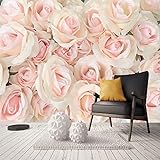 LHGBGBLN 3D Fototapete Moderne Romantische Rosa Rose Blumen Wohnzimmer Schlafzimmer Seidentuch Wandbild Tapete Blumen