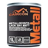 CAIRCON Metallschutzlack MATT 3in1 Metallfarbe Außen Rostschutzfarbe Anthrazitgrau - 1L