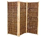 bambus-discount.com Raumteiler aus Weiden 3teilig, Paravent mit H:150 x B:180cm - Paravent aus dunklen Weidenruten mit Einer Höhe von 150cm als Sicht- und Windschutz verwenden
