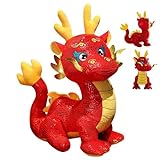 Gefüllte Drachen 3d 2024 Chinesisches Neujahr Dragon Dragon Toys Dragon Puppet 16,5 Zoll Höhe Zodiac Dragon Plüsch Spielzeug Red Decorative Dragon Stofftier für Geburtstagsgeschenke Weihnachtsfe