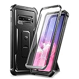 Dexnor Kompatibel mit Hülle Samsung Galaxy S10, eingebauter Displayschutz und Ständer, strapazierfähig, militärischer Schutz, stoßfest, Schutzhülle Kompatibel mit Samsung Galaxy S10, Schw
