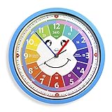 Bruni Kinderwanduhr ohne Tickgeräusche - Wanduhr zum Lernen für Kinder, als Uhr fürs Kinderzimmer geeignet
