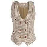 Belle Poque Plus Size Cowgirl Weste für Frauen U-Ausschnitt Party Kostüm ärmellose Westen Braun kariert BP0613-01 XXL