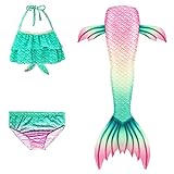 Czemo Meerjungfrau Flosse Zum Schwimmen Meerjungfrau Schwanz mit Flosse mit Bikini für Kinder Mädchen