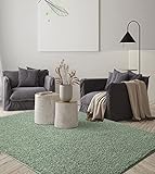 the carpet Relax Shaggy Waschbar Teppich, Hochflor, Langflor, Wohnzimmer, Schlafzimmer, Einfarbig, waschbar, Anti-Rutsch, 30 mm Florhöhe, Grün, 80 x 150 cm